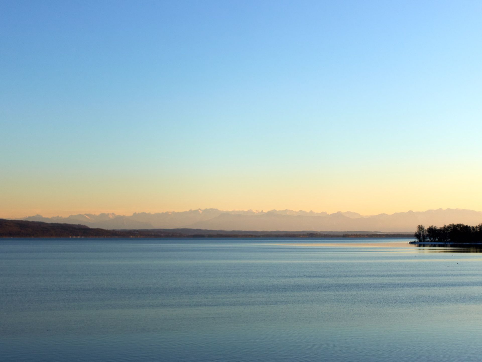 Jetty on Lake Ammersee at dusk